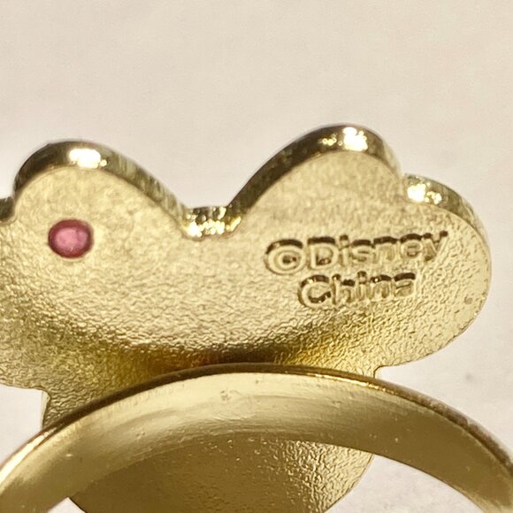 Vintage Disney Minnie Mouse Ring Size 7 8 Pink Bow Signed Adjustable Enamel - Picture 10 of 12